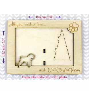 Terrier noir russe - Cadre photo, cadre en bois gravé, un joli gadget pour l'amoureux des chiens par Art-Dog
