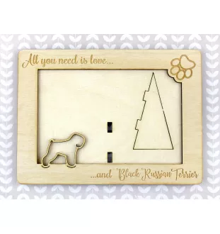 Russischer Schwarzer Terrier, Russkiy Tchiorny Terrier - Fotorahmen, gravierter Holzrahmen, ein schönes Gadget für den Hundeliebhaber von Art-Dog