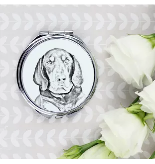 Black and Tan Coonhound I - Pocket mirror with a dog, personalized mirror for a purse, compact mirror with Art-Dog brand print.