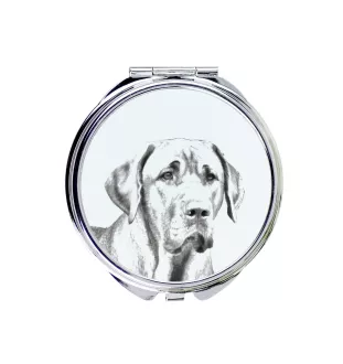 Schwarz-Lohfarbener Waschbärenhund, Black and Tan Coonhound - Taschenspiegel mit Hund, personalisierter Taschenspiegel, kompakter Spiegel mit Art-Dog-Logo