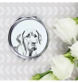 Schwarz-Lohfarbener Waschbärenhund, Black and Tan Coonhound - Taschenspiegel mit Hund, personalisierter Taschenspiegel, kompakter Spiegel mit Art-Dog-Logo