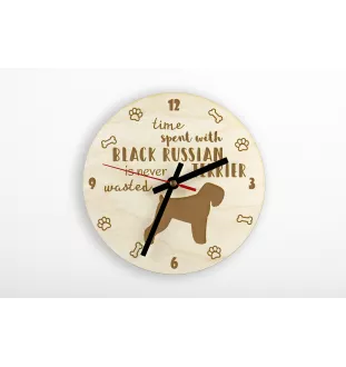 Russischer Schwarzer Terrier, Russkiy Tchiorny Terrier - Uhr mit Hund, Holzuhr mit Gravur, personalisierte Uhr von Art-Dog