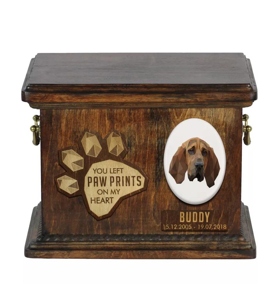 Bloodhound drewnianai urna z psem Art-Dog