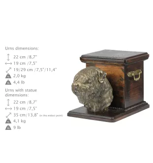 Black Russian Terrier, Chornyi Terrier - urn for dog ashes with a statuette, elegant urn for a dog, unique urn with a bust of a dog by Art-Dog brand