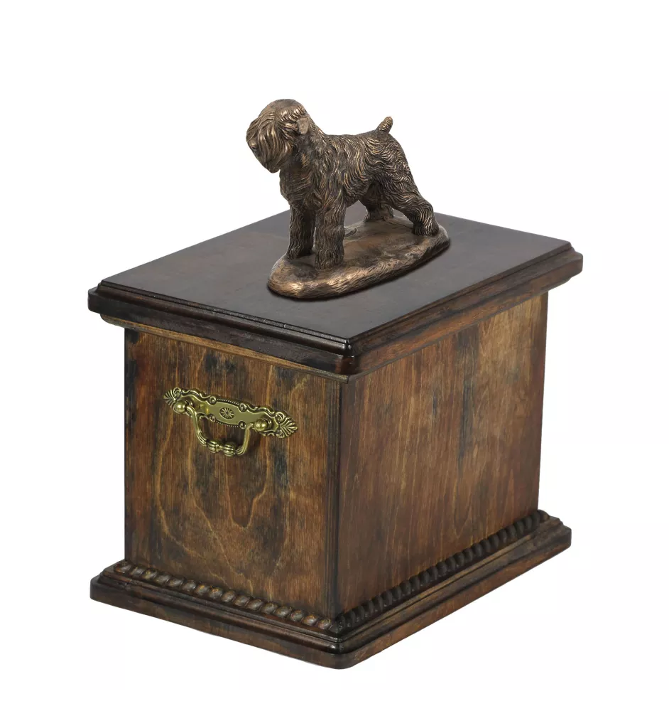 Black Russian Terrier, Chornyi Terrier - urn for the ashes of a dog, urn with a statuette, elegant urn in the classic style of the Art-Dog brand