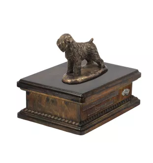 Russischer Schwarzer Terrier, Russkiy Tchiorny Terrier urne in Hundeasche, personalisierte Urne mit Statue, Holzurne mit Hund von Art-Dog