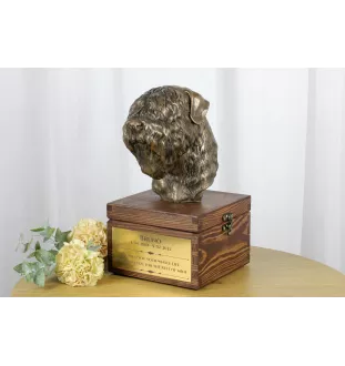 Black Russian Terrier, Chornyi Terrier - urn for dog ashes with a statuette, small urn for a dog, personalized urn with a bust of a dog by Art-Dog brand