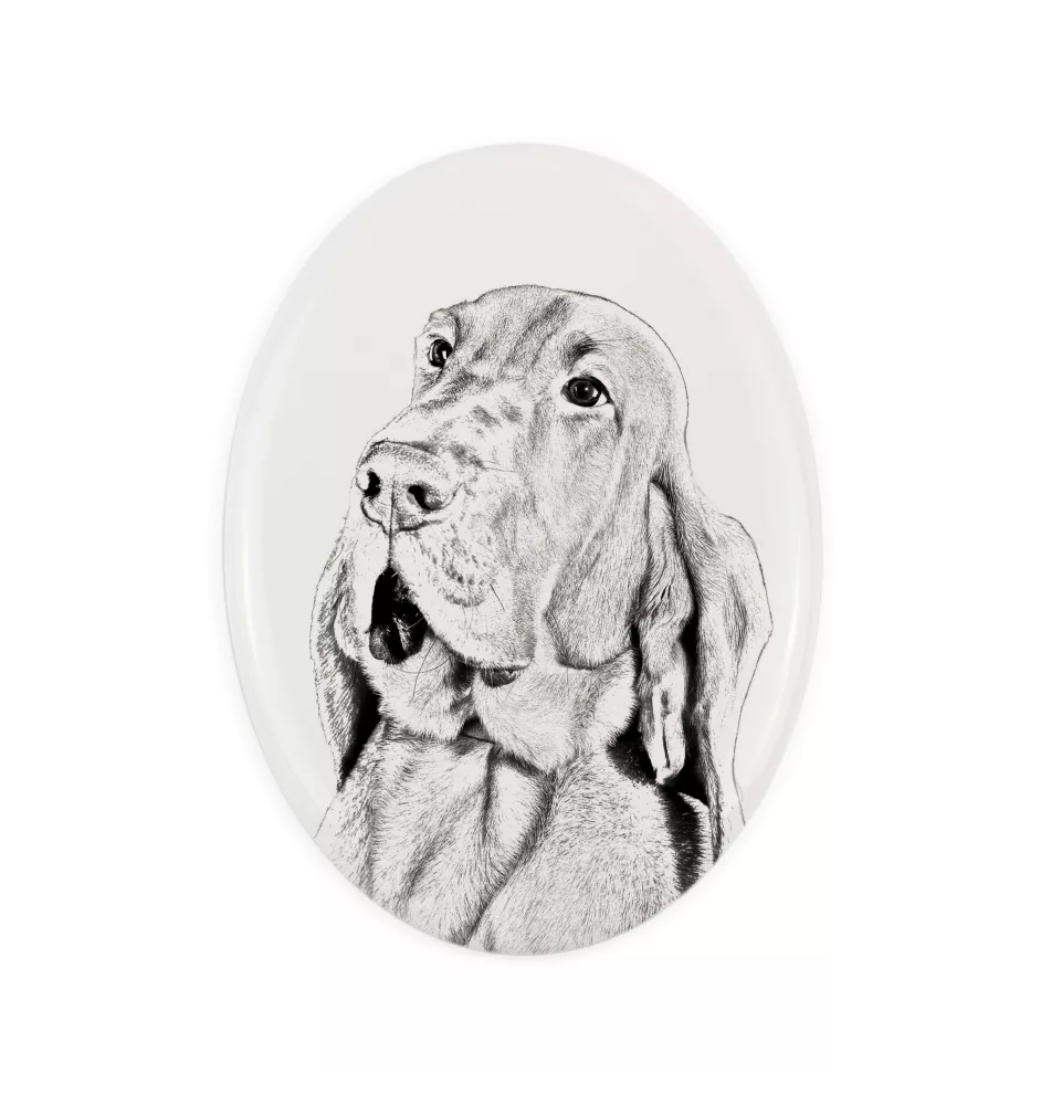 Chien de Saint Hubert, Bloodhound - une plaque commémorative avec une photo de chien, une plaque funéraire avec une impression, une plaque ovale personnalisée de la marque Art-Dog