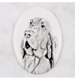 Chien de Saint Hubert, Bloodhound - une plaque commémorative avec une photo de chien, une plaque funéraire avec une impression, une plaque ovale personnalisée de la marque Art-Dog