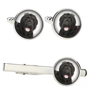 Russischer Schwarzer Terrier, Russkiy Tchiorny Terrier Ärmelknöpfe und Krawatte mit Ihrem Foto, Anzugaccessoire, Herrenschmuck der Marke Art-Dog