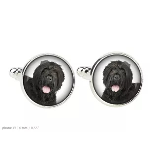 Black Russian Terrier, Chornyi Terrier - cufflinks and tie with your photo, a suit decoration, men's jewelry from the Art-Dog brand.