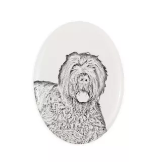 Russischer Schwarzer Terrier, Russkiy Tchiorny Terrier - Gedenktafel mit einem Foto eines Hundes, Grabplatte mit Druck, personalisierte ovale Platte der Marke Art-Dog