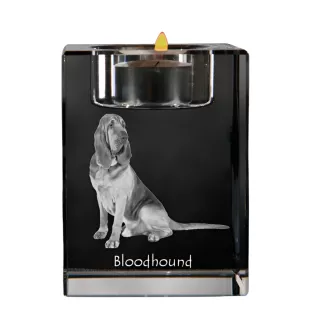 Bloodhound, St. Hubert Hound, Sleuth-hound - Candle holder with dog photo, crystal tealight holder, personalised gift by Art-Dog brand