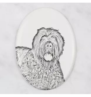Russischer Schwarzer Terrier, Russkiy Tchiorny Terrier - Gedenktafel mit einem Foto eines Hundes, Grabplatte mit Druck, personalisierte ovale Platte der Marke Art-Dog