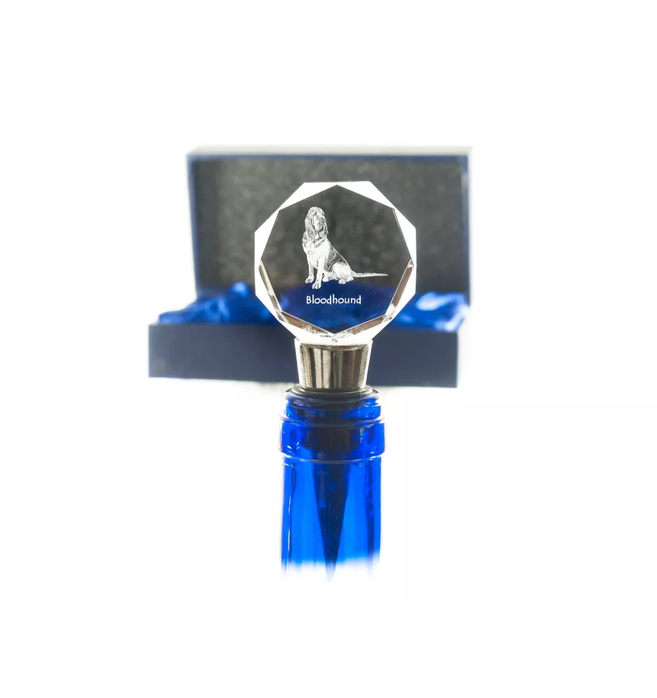 Bloodhound, St. Hubert Hound, Sleuth-hound - Bottle stopper, crystal wine stopper with photo, personalised gift for bartender by Art-Dog brand
