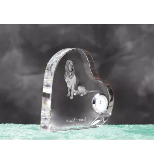 Chien de Saint Hubert, Bloodhound - horloge en cristal avec une photo de chien, horloge de table en forme de cœur, horloge debout personnalisée de la marque Art-Dog
