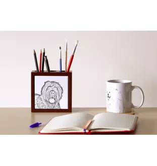 Terrier noir russe - porte-stylo avec chien, organiseur de bureau avec impression, décoration de bureau personnalisée de la marque Art-Dog