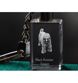 Black Russian Terrier, Chornyi Terrier - Crystal key ring with dog photo, illuminated key ring, unique gift by Art-Dog brand