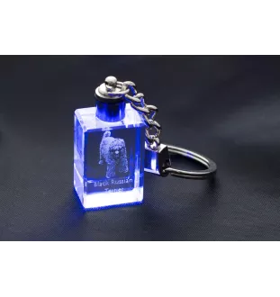 Black Russian Terrier, Chornyi Terrier - Crystal key ring with dog photo, illuminated key ring, unique gift by Art-Dog brand