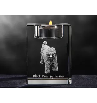 Black Russian Terrier, Chornyi Terrier - Candle holder with dog photo, crystal tealight holder, personalised gift by Art-Dog brand