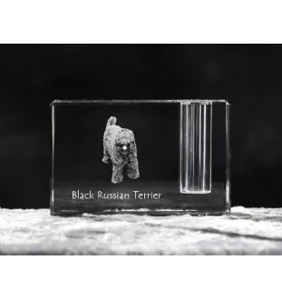 Terrier noir russe - Porte-stylos, organiseur en cristal avec photo de chien, décoration de bureau unique par la marque Art-Dog