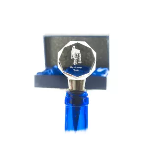 Terrier noir russe - Bouchon de bouteille, bouchon de vin en cristal avec photo, cadeau personnalisé pour barman par la marque Art-Dog