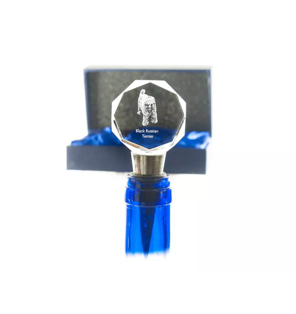 Black Russian Terrier, Chornyi Terrier - Bottle stopper, crystal wine stopper with photo, personalised gift for bartender by Art-Dog brand
