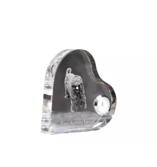 Terrier noir russe - horloge en cristal avec une photo de chien, horloge de table en forme de cœur, horloge debout personnalisée de la marque Art-Dog