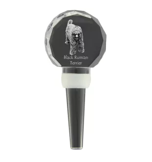 Black Russian Terrier, Chornyi Terrier - Crystal bottle stopper, unique wine stopper with photo, personalised gift for sommelier by Art-Dog brand