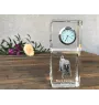 Black Russian Terrier, Chornyi Terrier - crystal clock with a photo, a photo of a dog in crystal, personalized desk clock by Art-Dog brand