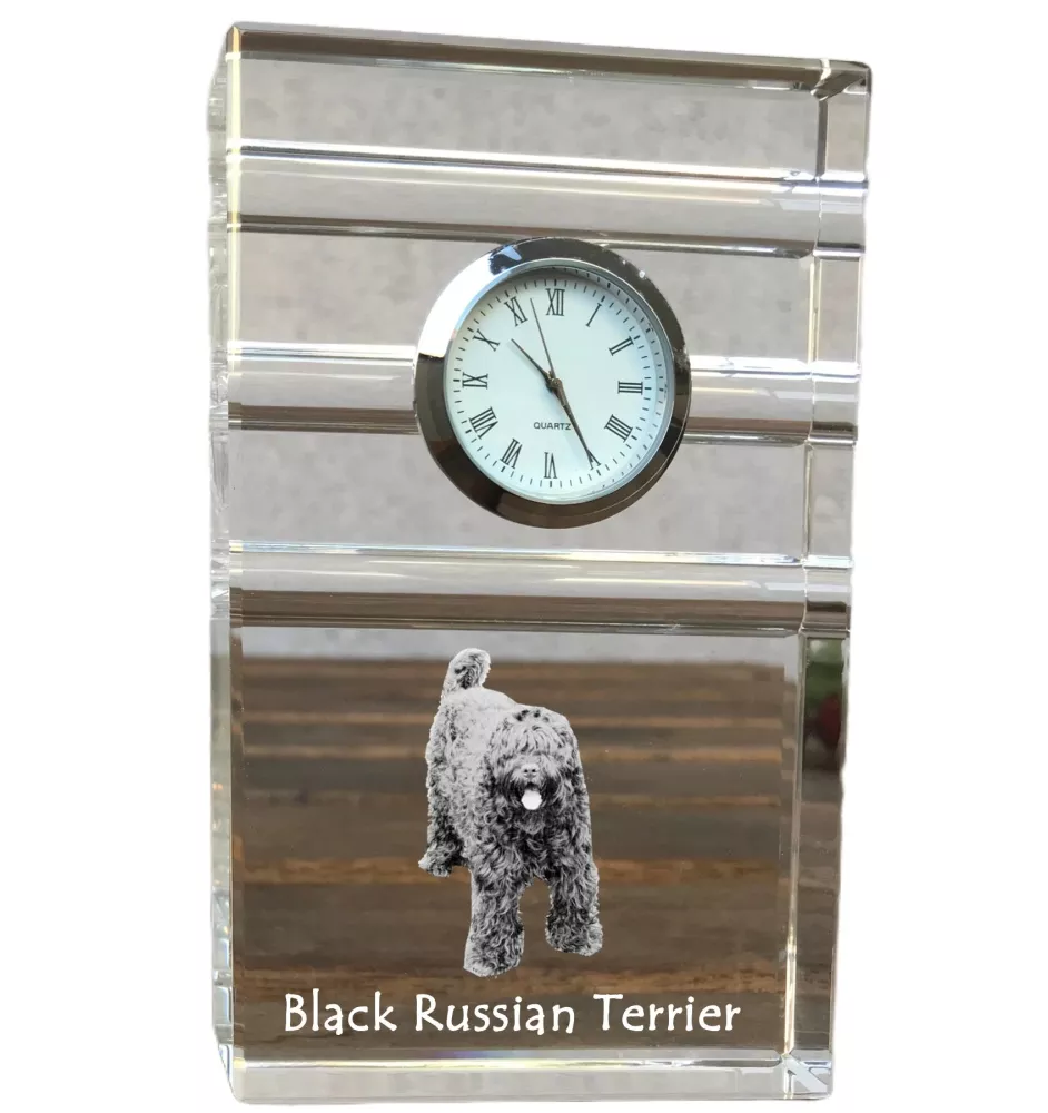 Czarny terier rosyjski zegar trój-paskowy z psem Art-Dog