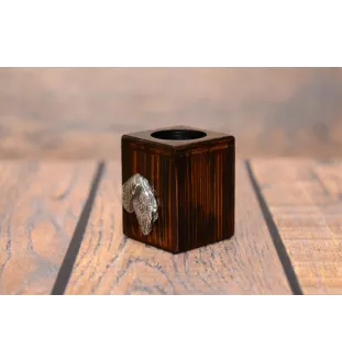 Black Russian Terrier, Chornyi Terrier - wooden candle holder with a dog, a unique souvenir after losing a dog, a handicraft from the Art-Dog brand