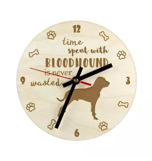 Bluthund, Bloodhound, Chien de St Hubert - Hundeuhr, Holzuhr, Wanduhr für Hundefreunde, Tisch- und Regaluhr, Art-Dog