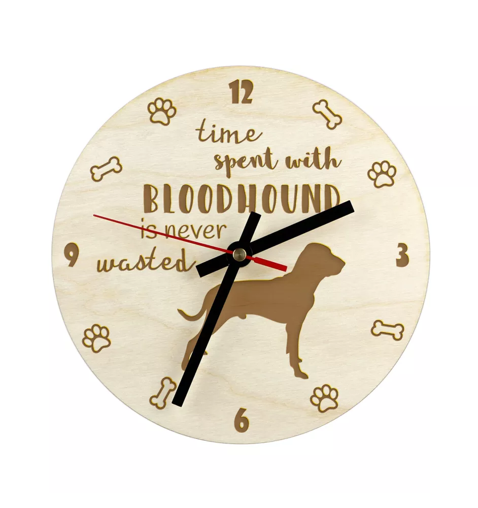 Bluthund, Bloodhound, Chien de St Hubert - Hundeuhr, Holzuhr, Wanduhr für Hundefreunde, Tisch- und Regaluhr, Art-Dog