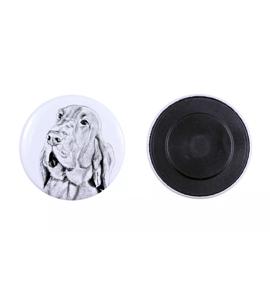 Bluthund, Bloodhound, Chien de St Hubert Magnet mit einem Hundepfotenabdruck, außergewöhnlich leicht, starker Magnet, handgefertigtes Produkt der Marke Art-Dog