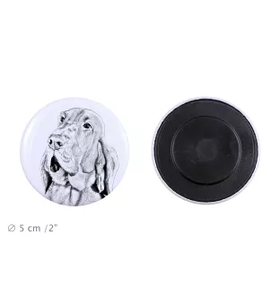 Bluthund, Bloodhound, Chien de St Hubert Magnet mit einem Hundepfotenabdruck, außergewöhnlich leicht, starker Magnet, handgefertigtes Produkt der Marke Art-Dog