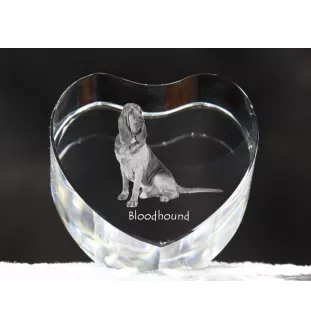 Bluthund, Bloodhound, Chien de St Hubert - Hundebild im Kristall, Kristallherz, einzigartiger Bilderrahmen der Marke Art-Dog