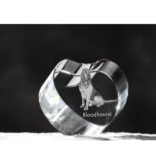 Bloodhound, St. Hubert Hound, Sleuth-hound - a photo of a dog in crystal, crystal heart, unique photo frame from the Art-Dog brand