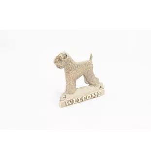 Terrier noir russe - une plaque de porte avec un chien, une plaque de bienvenue en laiton, une enseigne exceptionnelle avec l'inscription Welcome de la marque Art-Dog