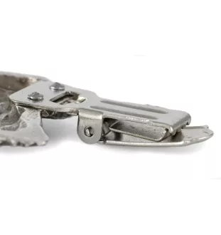 Terrier noir russe - broche avec pince, support pour numéro de départ, épingle argentée pour exposition de chiens de la marque Art-Dog