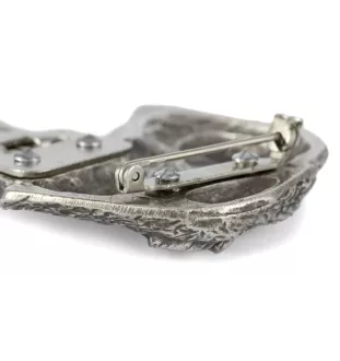 Terrier noir russe - broche avec pince, support pour numéro de départ, épingle argentée pour exposition de chiens de la marque Art-Dog