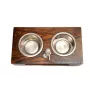 Bloodhound, St. Hubert Hound, Sleuth-hound - wooden stand with bowls for a dog, steel dog bowls, a gift for adopting a dog from the Art-Dog brand
