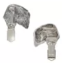 Black Russian Terrier, Chornyi Terrier - brooch with a clip, holder for a start number, silver-plated dog show pin from the Art-Dog brand