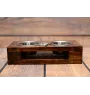 Bloodhound, St. Hubert Hound, Sleuth-hound - wooden stand with bowls for a dog, steel dog bowls, a gift for adopting a dog from the Art-Dog brand