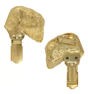 Russischer Schwarzer Terrier, Russkiy Tchiorny Terrier - Brosche mit Clip, vergoldeter Startnummernhalter, elegante Hundeaustellungsnadel der Marke Art-Dog