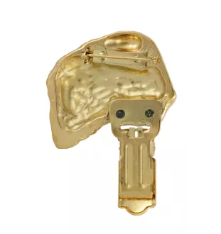 Russischer Schwarzer Terrier, Russkiy Tchiorny Terrier - Brosche mit Clip, vergoldeter Startnummernhalter, elegante Hundeaustellungsnadel der Marke Art-Dog