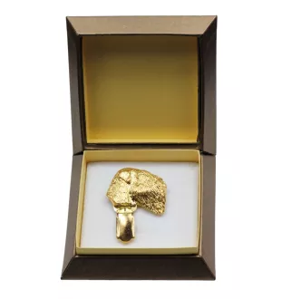 Terrier noir russe - broche avec pince, support doré pour numéro de départ, cadeau pour exposition de chiens de la marque Art-Dog