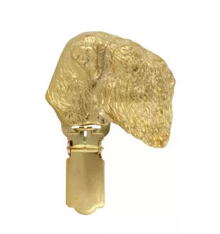 Russischer Schwarzer Terrier, Russkiy Tchiorny Terrier - Brosche mit Clip, vergoldeter Startnummernhalter, Geschenk für Hundeausstellung der Marke Art-Dog