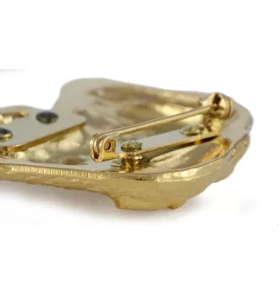 Terrier noir russe - broche avec pince, support doré pour numéro de départ, cadeau pour exposition de chiens de la marque Art-Dog