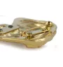 Black Russian Terrier, Chornyi Terrier - brooch with a clip, gold-plated holder for a start number, a gift for a dog show by Art-Dog brand.